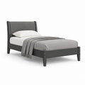 Letto singolo con testiera imbottita grigio e struttura nera 90 x 190 cm