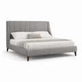 Letto matrimoniale imbottito grigio in poliestere 160 x 200 cm con testiera alta