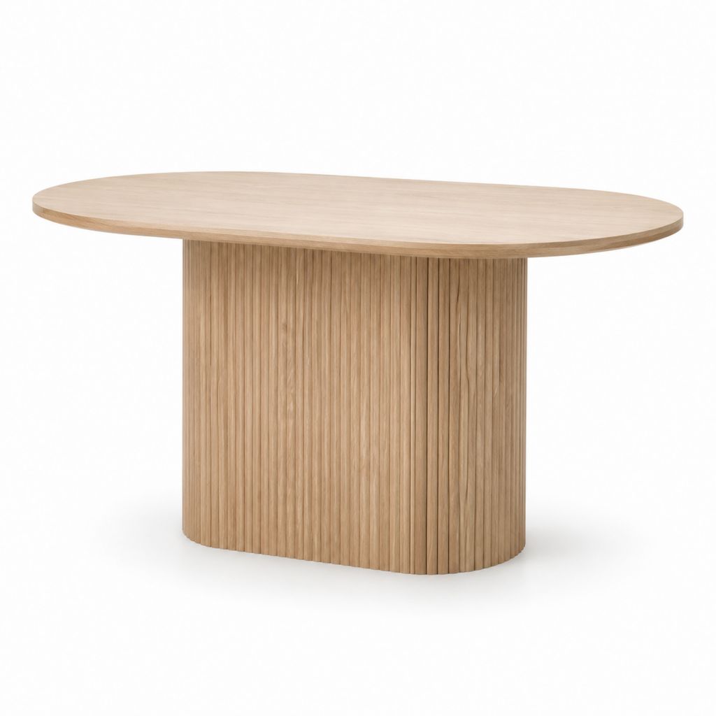 Tavolo da pranzo ovale naturale in MDF impiallacciato rovere 180 x 100 x 75 cm