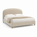 Letto matrimoniale imbottito beige in poliestere con testiera arrotondata 160 x 200 cm