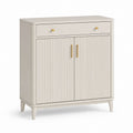 Scarpiera a 2 ante con cassetto color crema in MDF rettangolare 80 x 35 x 100 cm