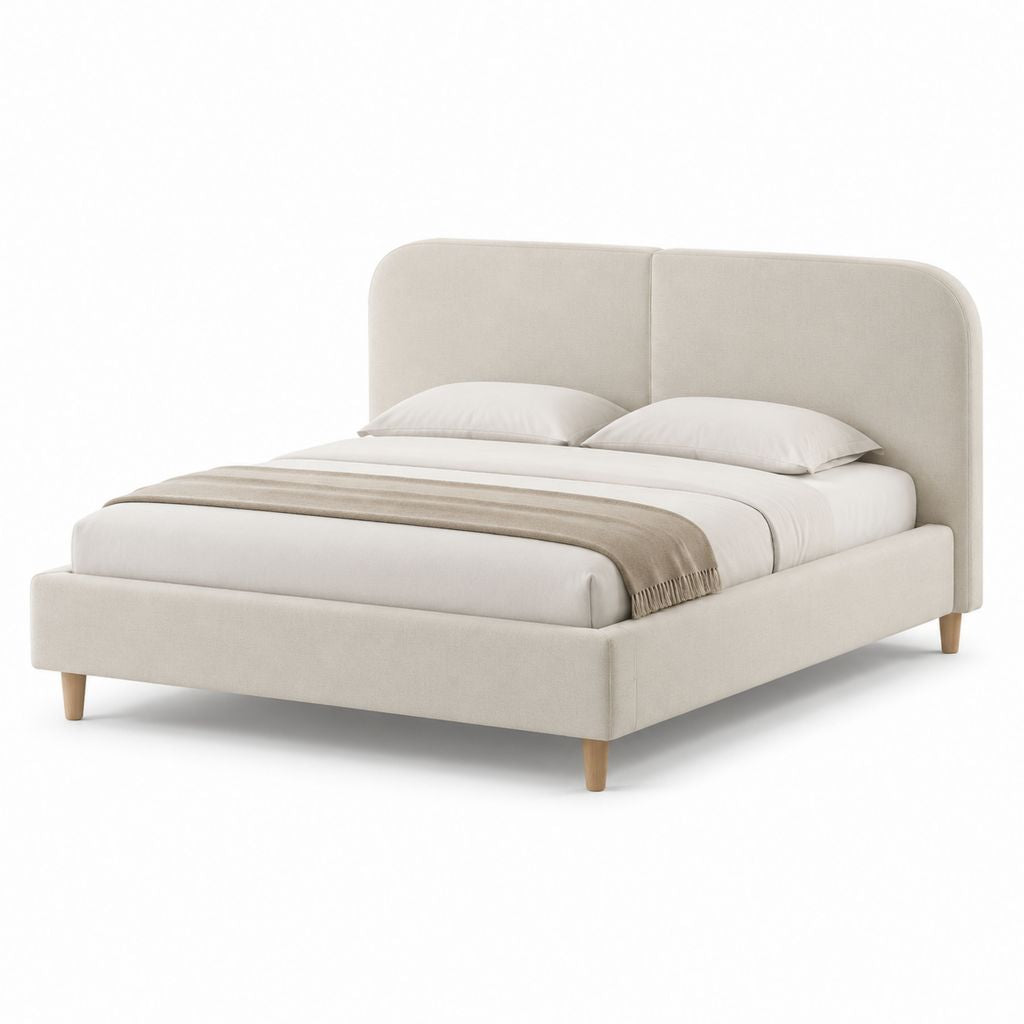 Letto matrimoniale imbottito beige in poliestere rettangolare 175 x 220 x 110 cm per materasso 160 x 200 cm