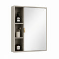 Armadietto bagno con specchio e ripiani a vista grigio tortora in MDF 60 x 80 x 15 cm
