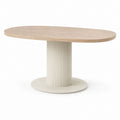 Tavolo da pranzo ovale beige in MDF impiallacciato rovere 180 x 100 x 75 cm