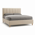 Letto matrimoniale imbottito beige in poliestere 160 x 200 cm