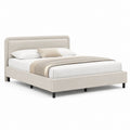 Letto matrimoniale imbottito beige in poliestere rettangolare 160 x 200 cm
