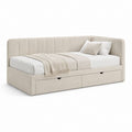 Letto singolo rettangolare con 2 cassetti beige in poliestere 90 x 200 cm