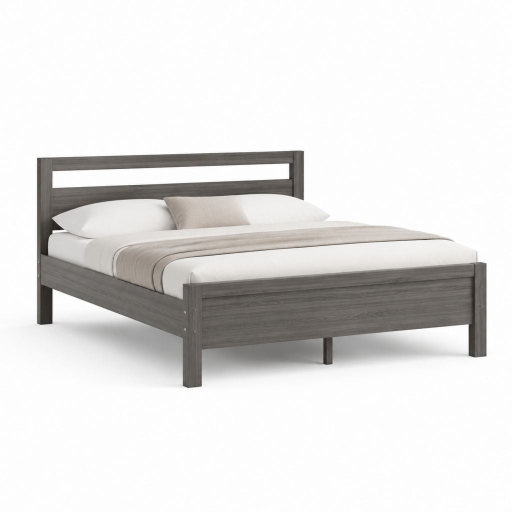 Letto matrimoniale rettangolare grigio effetto legno in MDF 160 x 200 cm