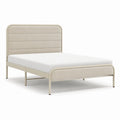 Letto matrimoniale rettangolare beige con struttura in acciaio e rivestimento in poliestere 160 x 200 cm
