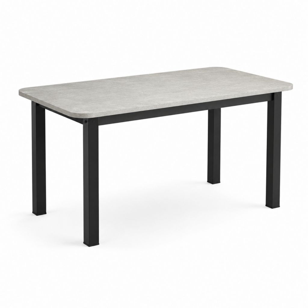Tavolo da pranzo rettangolare grigio effetto cemento in MDF e acciaio 120 x 70 x 75 cm